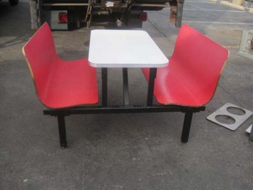Restaurant booths, red and white on black metal frame for sale