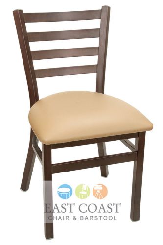 New gladiator rust powder coat ladder back metal chair with tan vinyl seat for sale
