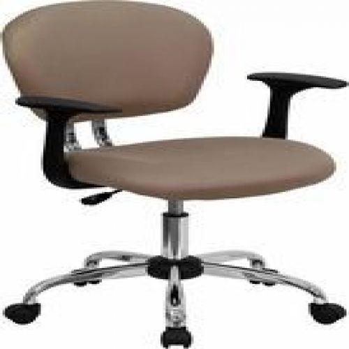 Flash Furniture H-2376-F-COF-ARMS-GG Mid-Back Coffee Brown Mesh Task Chair with