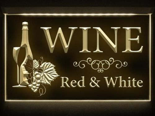 CD030 B Red &amp; White Wine Restaurant Pub Bar LED Light Sign