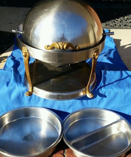 Bon chef 18000 elite series stainless steel round chafing dish with lion legs. for sale