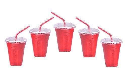 Solo 9 oz plastic cup  lid  &amp; straw combo pack  15 cups for sale