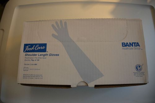NIB 100 Polyethylene Clear Disposable Shoulder Length Gloves