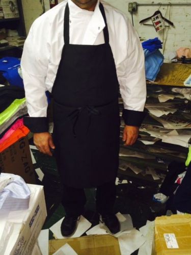 Master Tunic Chef Coat White With Black Cuffs Size 2XL w/free black apron &amp; hat