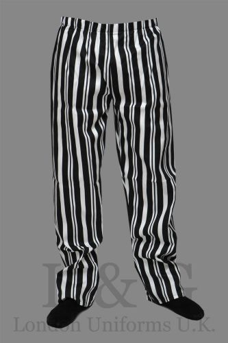 Striped Chef trousers 100% cotton Sides pockets+back pock+elst.waist pull cord