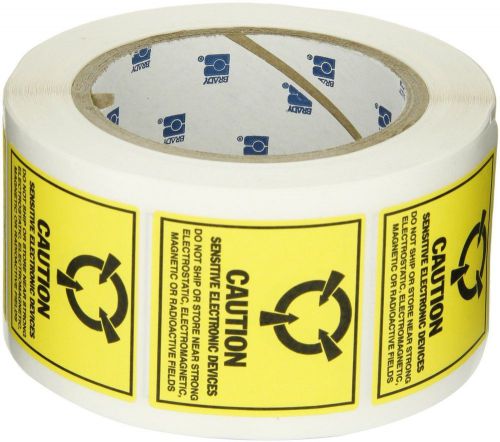 Removable paper static awareness labels black on yellow 2.000&#034; x 2.000&#034; mm for sale