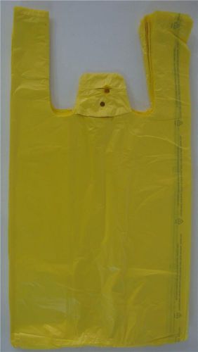 100 Qty. Yellow Plastic T-Shirt Retail Shopping Bags w/ Handles 8&#034;x5&#034;x16&#034; Sm