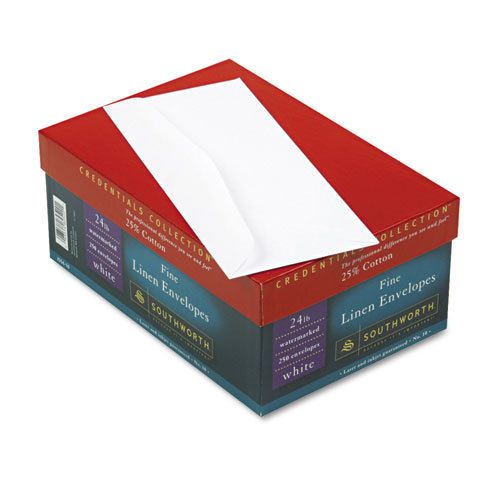 25% Cotton #10 Envelope, White, 24 lbs., Linen, 250/Box, FSC