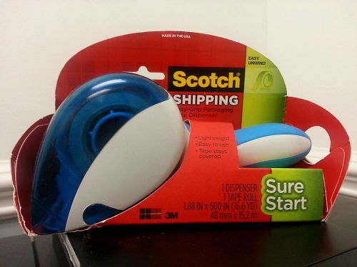 SCOTCH Shipping Easy Grip Packaging Tape Dispenser+ TAPE ROLL 16.6 YD FREE SHIP
