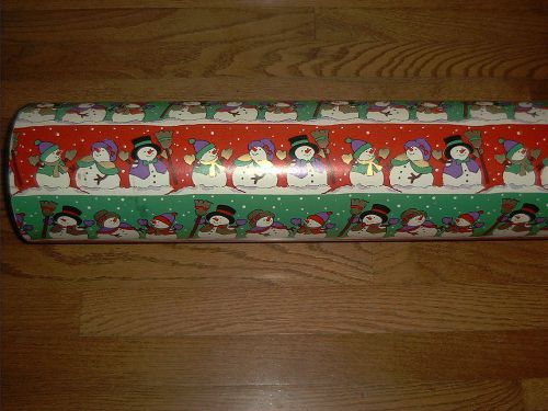 NEW! Roll Christmas-Gift Wrap Paper, Snowman Stripe, 833&#039;L X 24&#034;W!!