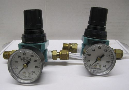 Lot of 2 Dixon 1/4 Mini Regulator with Guages Dixon and Ashcroft Used