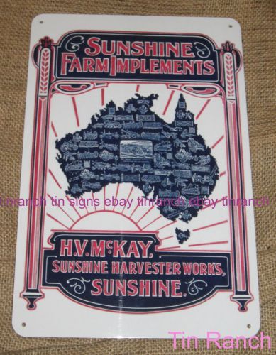 Sunshine farm implements tin sign hv mckay vintage harvester tractor australian for sale