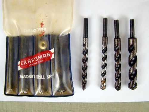 Vintage 4 piece set craftsman masonry drill bits - carbide tipped - no.9-6747 for sale