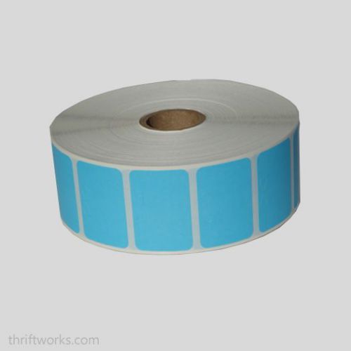 8 Rolls of 2,500 BLUE Thermal Transfer Stickers 1.5&#034; x 1&#034; with 1&#034; Core