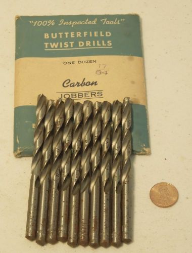 10 Butterfield Twist Drills - Carbon Jobbers - 17/64