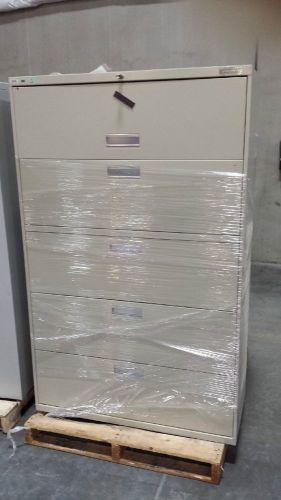 5 Drawer Horizontal Metal Filing Cabinet with KEY- Beige Cream  - 66x42x19