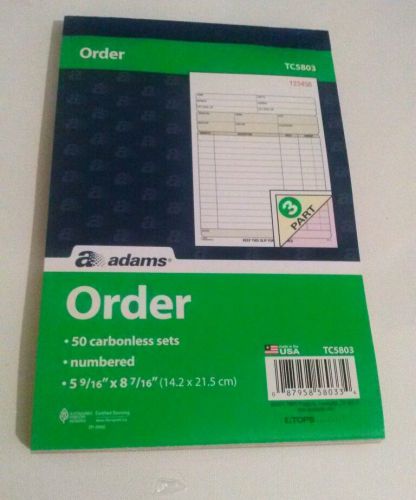 Adams TC5803 Order book  50 carbonless sets x3