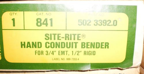 GREENLEE SITE-RITE HAND CONDUIT BENDER NO.841 3/4&#034; EMT 1/2&#034; RIGID