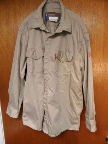 Benchmark men&#039;s flame resistant button front shirt,hrc 2, beige, xl for sale