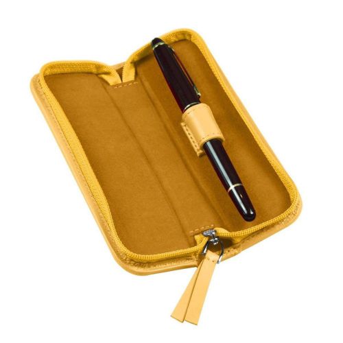 LUCRIN - Single-pen zip-up case - Smooth Cow Leather - Yellow