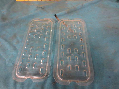 Used 2 rubbermaid fg120p24clr clear 1/3 size cold food pan drain trays for sale