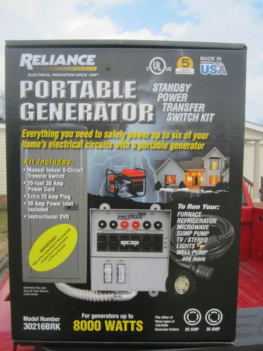 Reliance portable generator standby power transfer switch 8000 watts new for sale