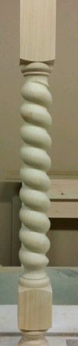 One Knotty Pine Wood Posts/Rope left Spiral Table Legs  (Island Legs)