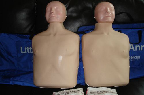 LAERDAL LITTLE ANNE TRAINING MANIKINS-LOT OF 2-WITH CARRYING,STORAGE BAGS