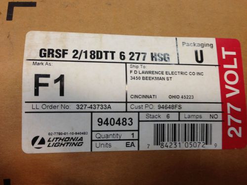 New Lithonia Lighting GRSF 2/18DTT 6 277 HSG Fixture NIB