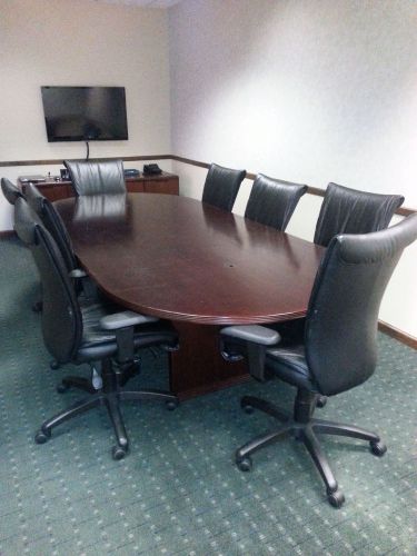 Conference Table (10&#039;) and Leather Chairs (perfect for board room. 8 chairs)