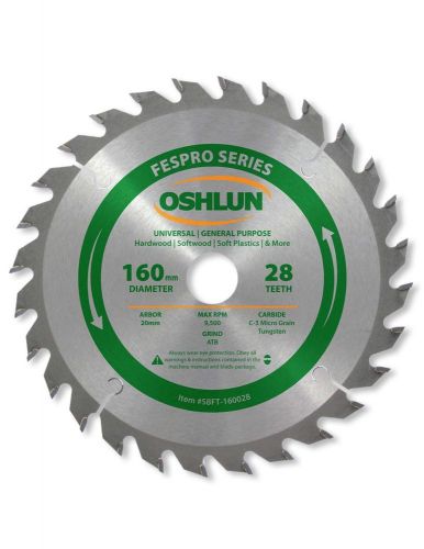 Oshlun sbft-160028 160mm 28t saw blade 20mm arbor for festool ts 55 eq, &amp; dws520 for sale