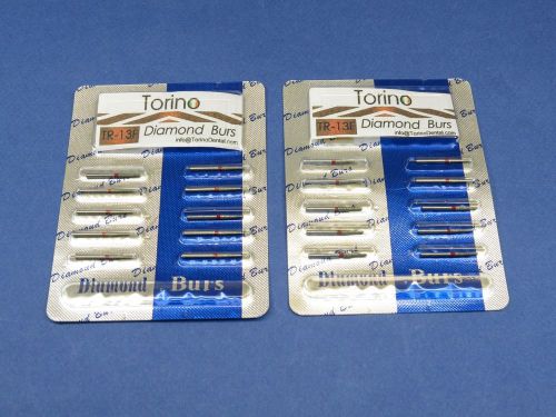 Dental Lab Diamond Burs Conical Trunk Fine TR-13F FG Kit /2 Pack 20 Pcs TORINO