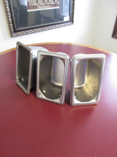 LOT OF (3) STAINLESS STEEL STEAM TABLE PANS - 1/9 - NO RESERVE -