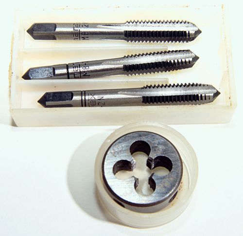 M8 metric hand tap screw thread set 3 pieces tap &amp; 1 pc die 1.25 pitch for sale