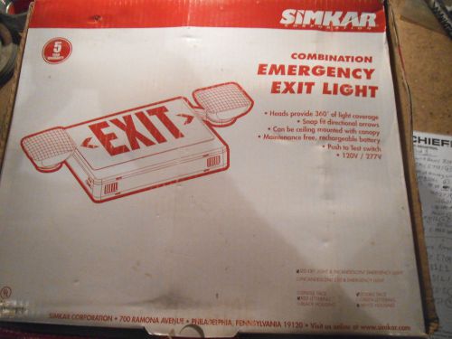 SIMKAR LED Exit Sign Combo With Red Lettering Emergency Light SCLI2RW - NEW