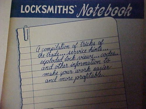 Locksmiths&#039; notebook, locksmith, safeman, maintenance for sale