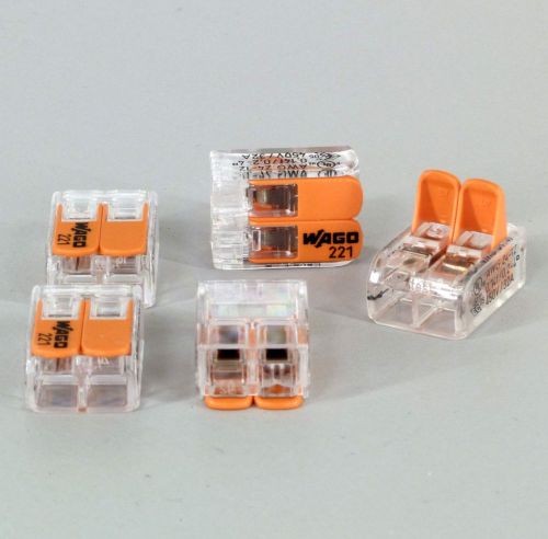 5 WAGO 221-412 COMPACT splicing connectors for all wire types 2-conductor