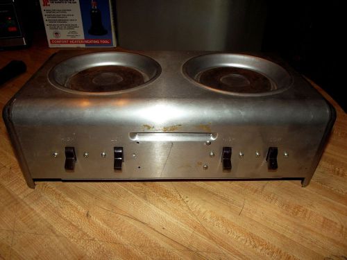 DUAL DOUBLE BURNER 2 POT STAINLESS COFFEE TEA WARMER GREAT CONDITION