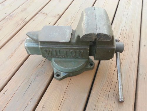 Vintage heavy duty wilton 645 swivel base w/anvil machinist bench vise 5&#034; jaws for sale