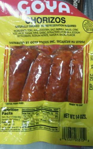 NEW GOYA CHORIZOS 14 OZ NATURALLY SMOKED PORK CHORIZO SAUSAGE PIG