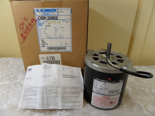 Obk2002 a. o. smith oil burner motor hp 1/7 3450 rpm new in box 115 volts for sale