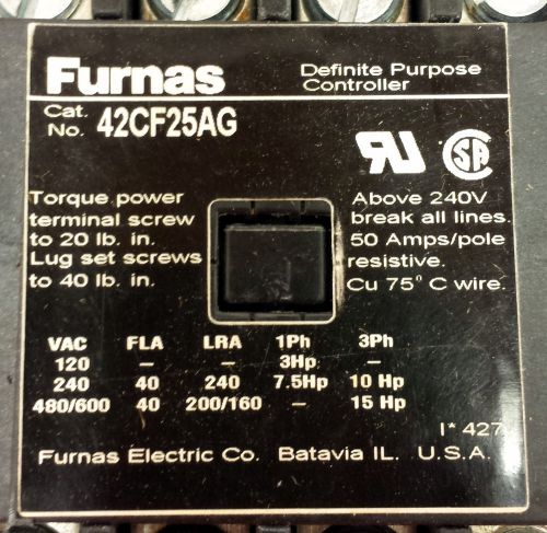 Furnas Electric Company Contactor 42CF25AG 50amp Dental