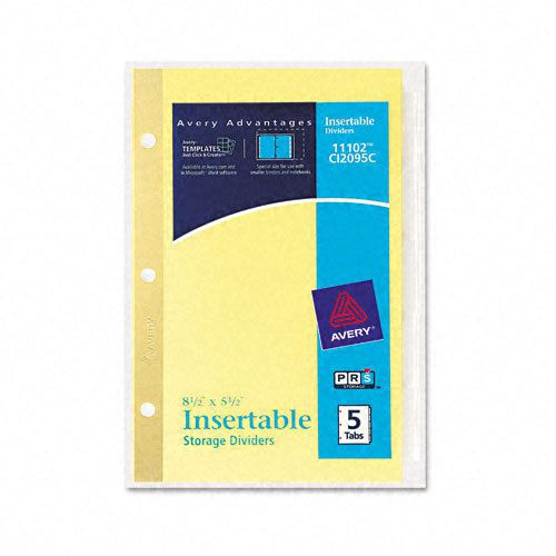 Avery Worksaver Insertable Tab Index Dividers, 5-Tab, Clear - AVE11102