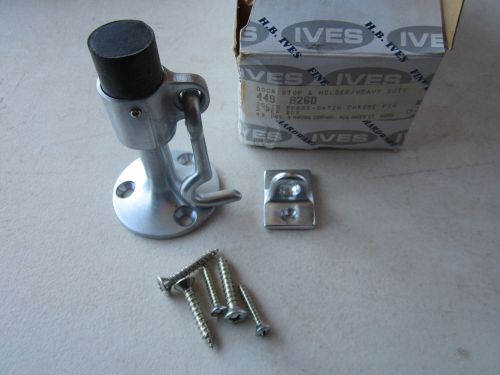 Ives 449 b26d heavy duty door stop &amp; holder satin chrome nos for sale