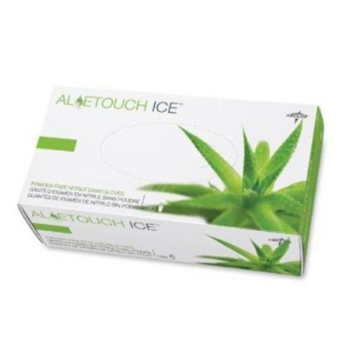 Medline Aloetouch Ice Powder-Free Latex-Free Nitrile Exam Gloves  Green  Medium