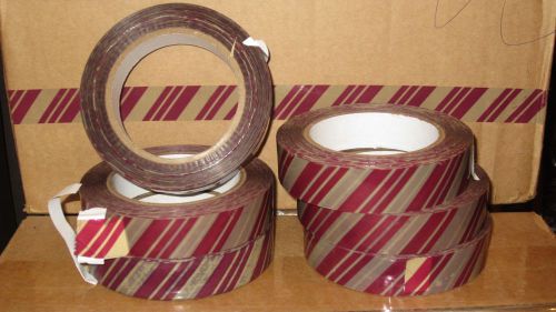 34 ROLLS 1&#034;x110yds 2.5 mil Brown w/Red Stripes SHIPPING SEALING BOX PACKING TAPE