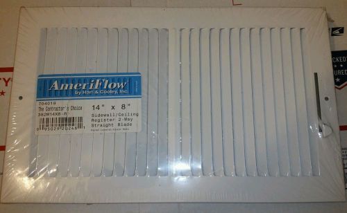 NEW! 14 x 8 White AmeriFlow 2way Metal Vent 382W14X8-R Sidewall Ceiling register