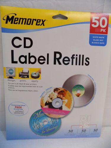 New Memorex CD DVD Label Refills 50 Pack White Matte Sealed