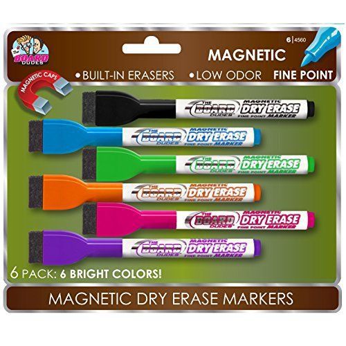 Board Dudes SRX Magnetic Dry Erase Markers, 6-Pack, Assorted Colors
