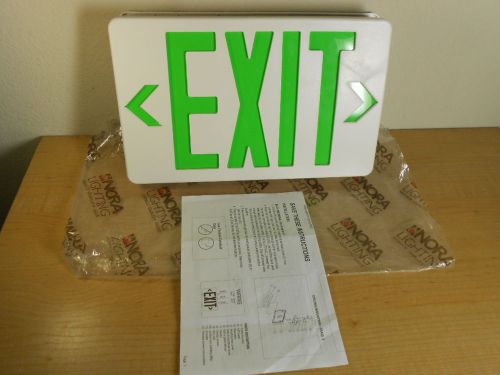 Nora lighting nx-603-led 2-watt 120/277vac green led exit sign with battery back for sale